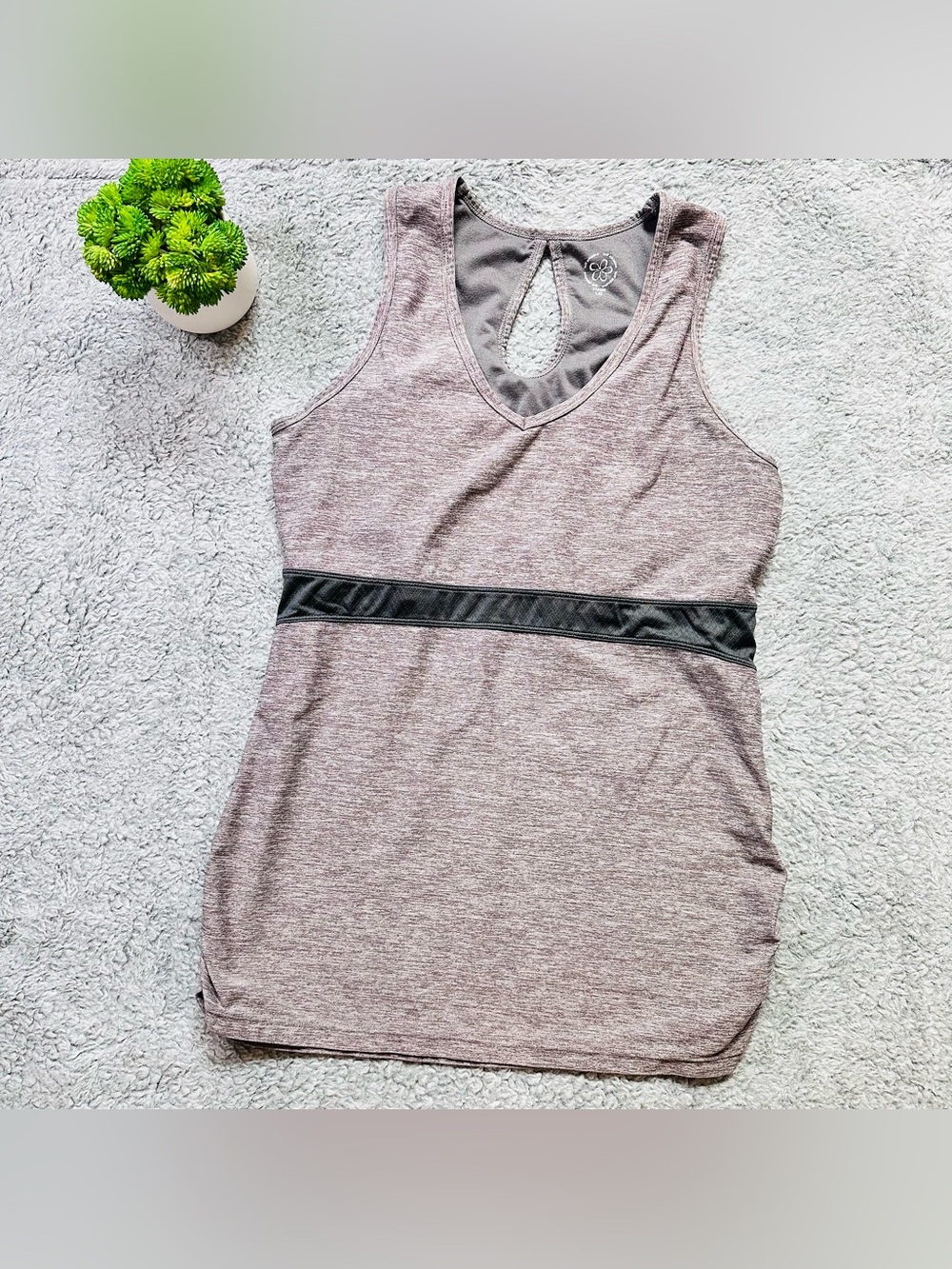 🌸 Tuff Athletics Blush Pink Heather Keyhole Back Active Tank Top Athleisure L